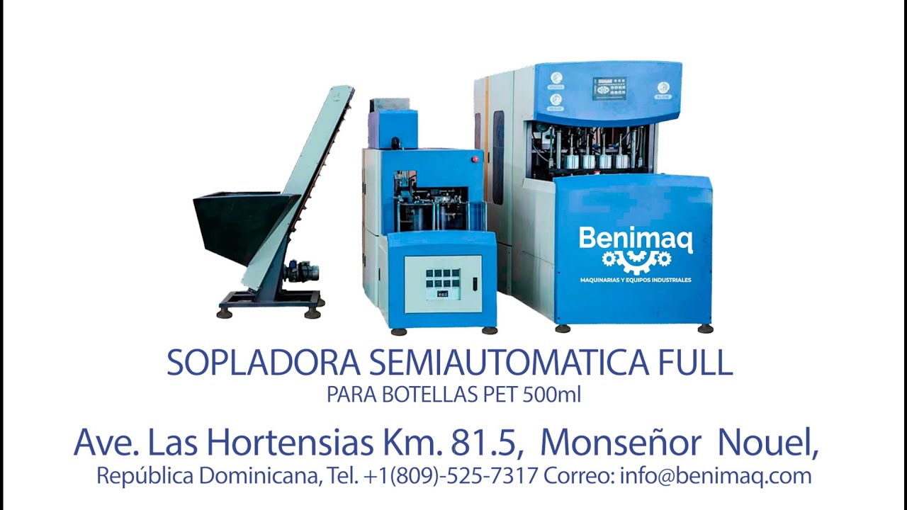 SOPLADORA SEMIAUTOMATICA FULL PARA BOTELLAS PET DE 500ml