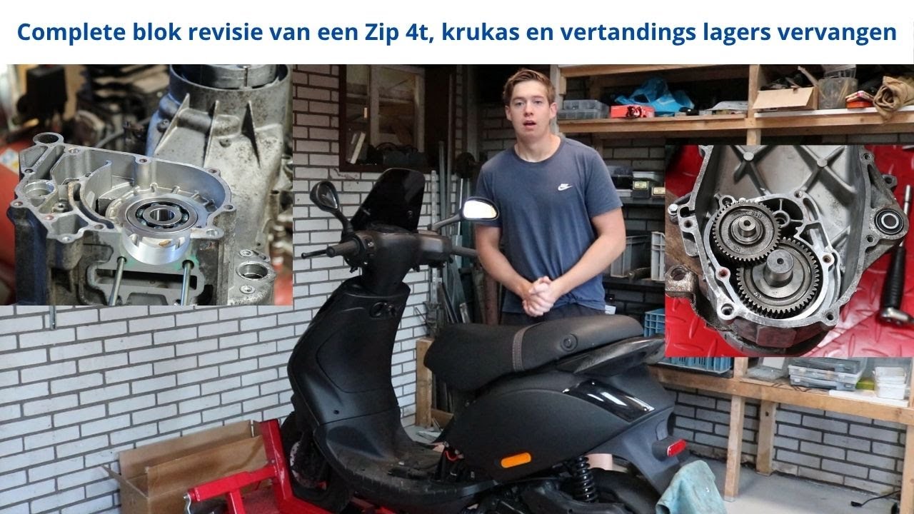 Complete blok revisie van een Piaggio Zip 4t.