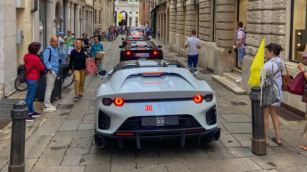 Ferrari Cavalcade Arrival at Vicenza! LaFerrari, SP3, 812 Competizione