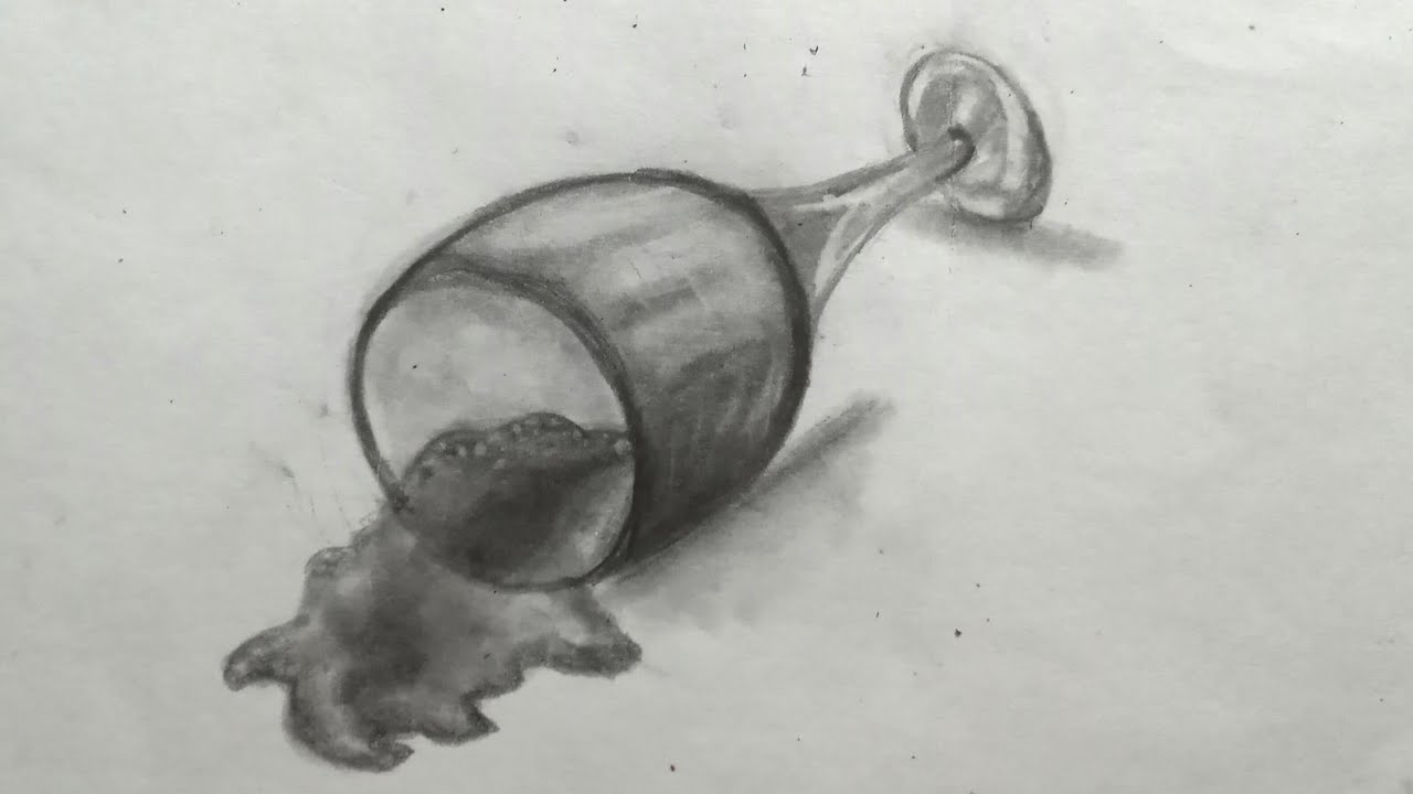 “Spilled Glass Drawing | Easy Realistic Pencil Sketch for Beginners”