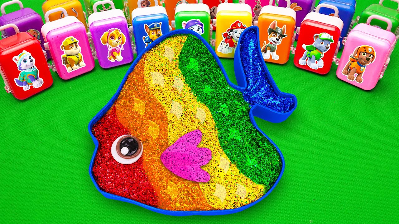 ASMR Slime Video 🌈🐠 DIY Making Rainbow Butterflyfish Bathtub With Mixing Glitter Slime