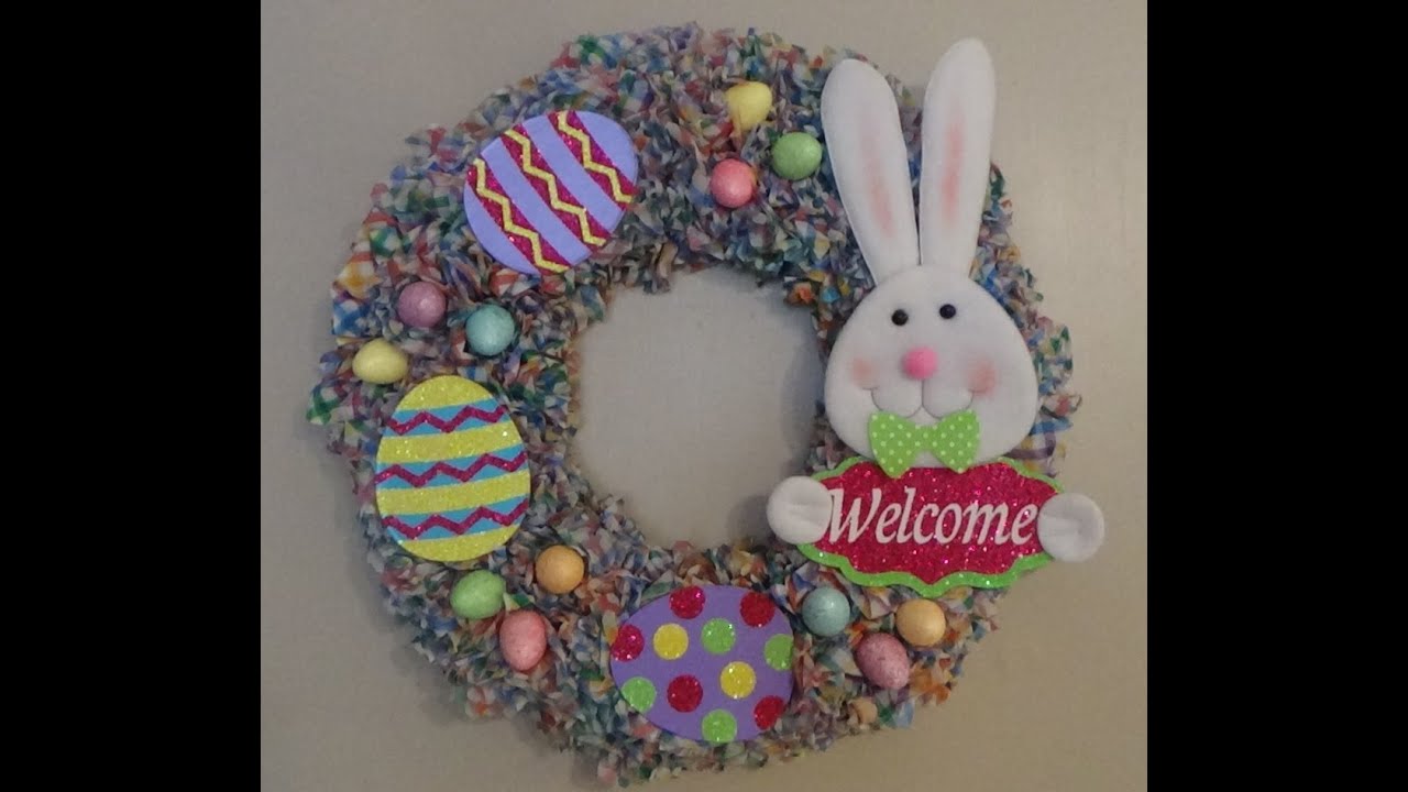 DIY DOLLAR TREE PLASTIC TABLE COVER EASTER WREATH
