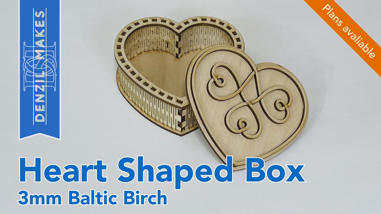 Heart Shaped Box - Laser Cut with Living Hinges from Baltic Birch