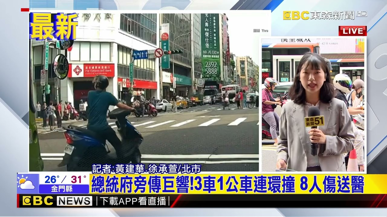 最新》北市重慶南路車禍 78歲駕駛疑「紅燈追撞」釀8傷@newsebc