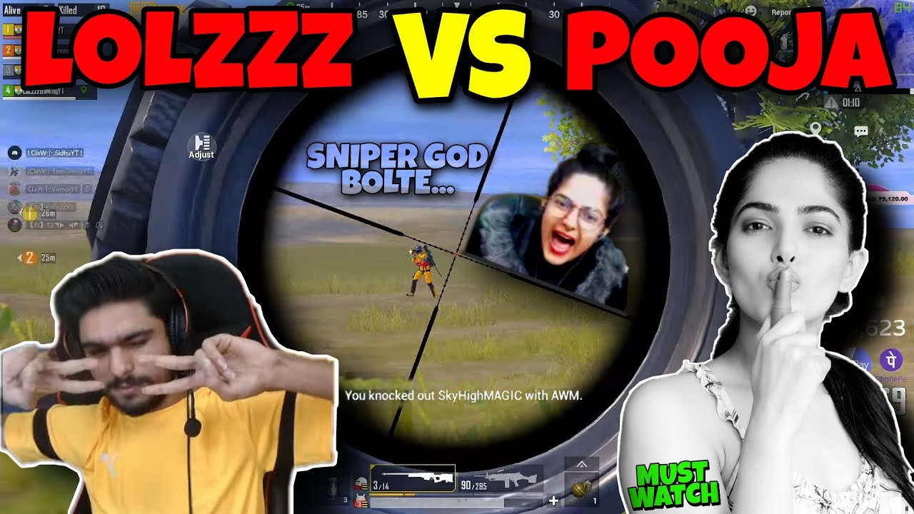 SNIPER GOD BOLTE...| LoLzZz VS POOJA | LAST ZONE FIGHT | Sidhu | TOM | PUBGM | MN squad