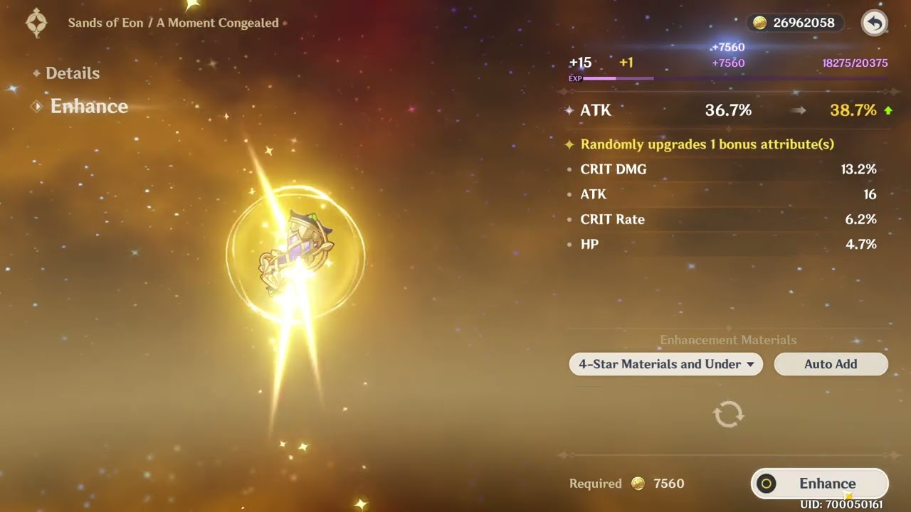 Genshin Impact: Upgrading an artifact (Part 97)