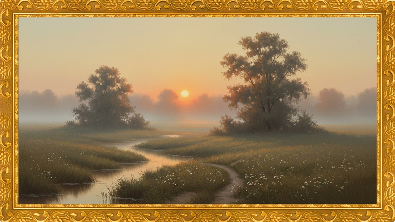Morning Meadow Mist – Timeless Nature Oil Painting