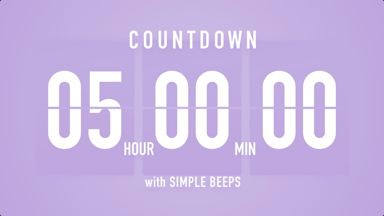 5 Hour Countdown Timer ⏳ Flip Clock with Bell Alerts 💜🔔