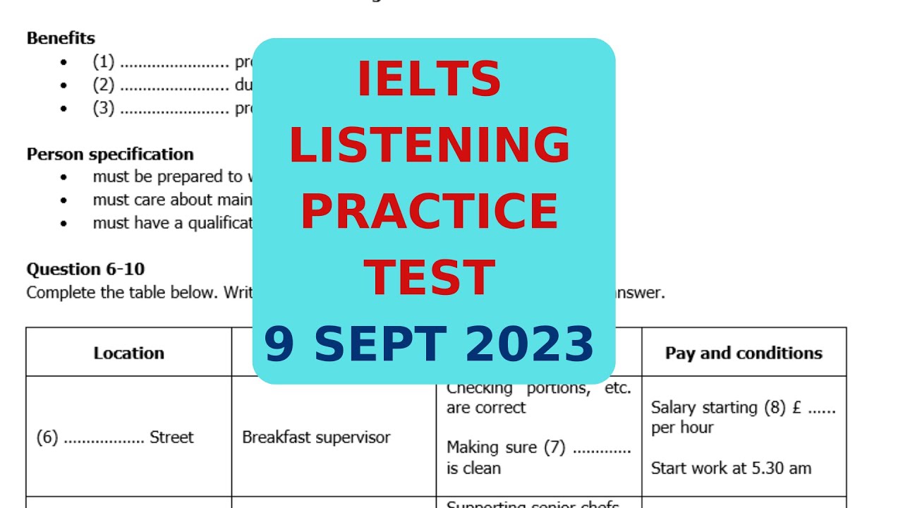 IELTS LISTENING PRACTICE TEST 9 SEPT 2023