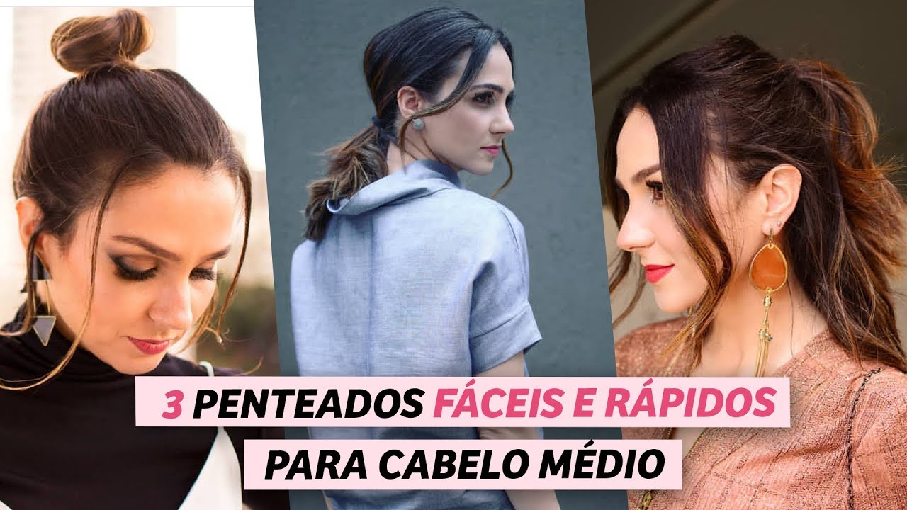 3 penteados FÁCEIS E RÁPIDOS para cabelo médio | Anita Bem Criada