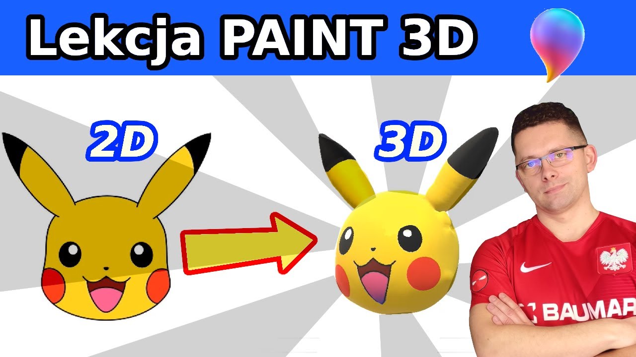 Paint 3D Jak przekształcić grafikę 2D na 3D Pikachu Lekcja dla uczniów szkoły podstawowej