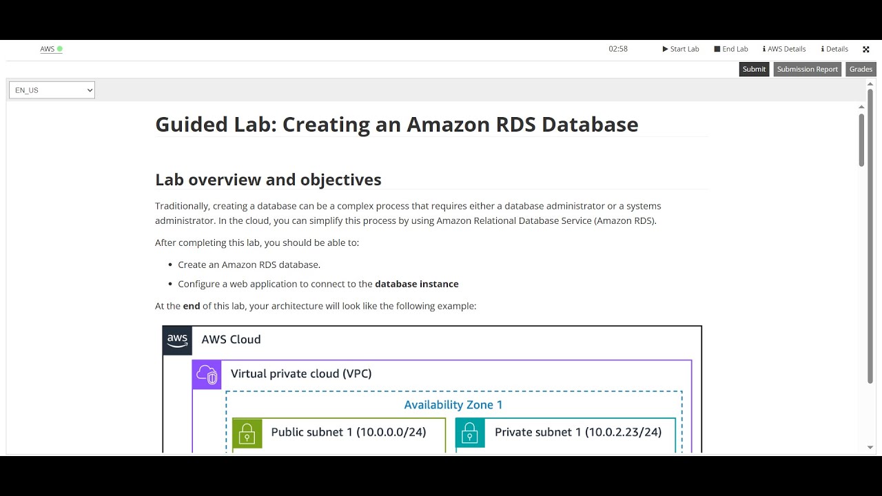 Guided lab: Creating an Amazon RDS Database