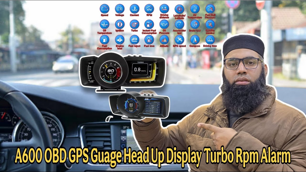 Car A600 OBD2+GPS Smart Gauge Speed Head Up Display For All Cars With OBD #obd #gps #headup
