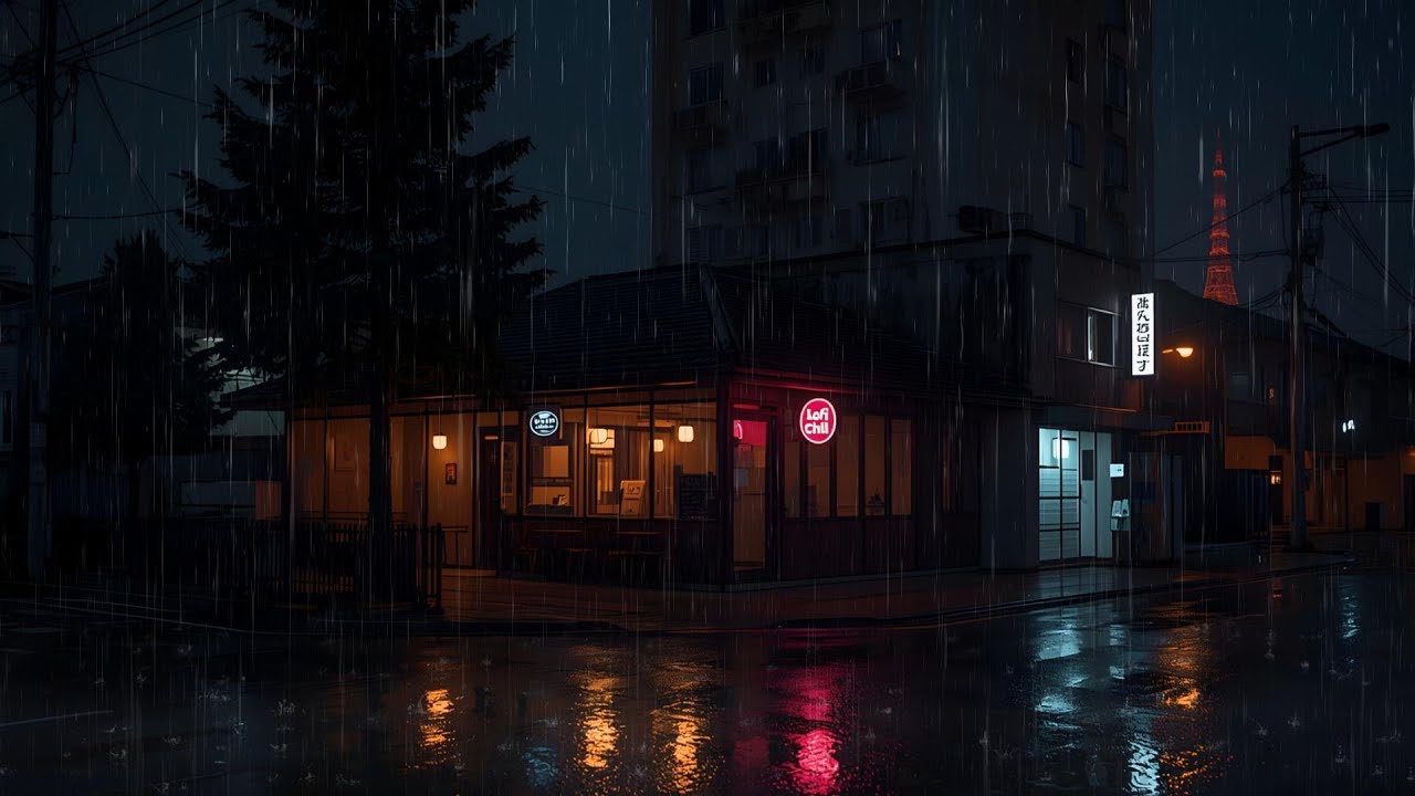 Snowy Rain Anime Cafe ❄️☕ | Soft Lofi Beats for Relax, Focus & Sleep