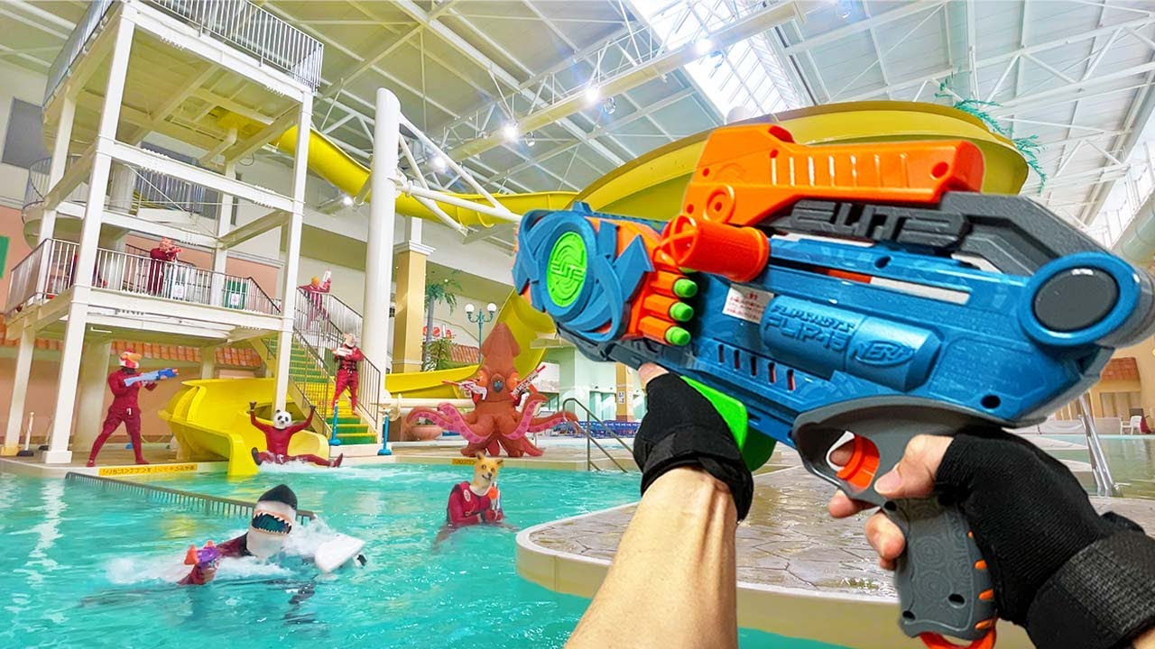 Nerf War | Water Park & SPA Battle 7 (Nerf First Person Shooter)