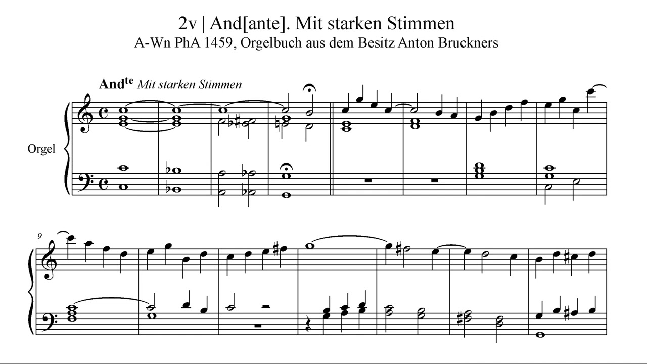 2v And[ante]. Mit starken Stimmen | A-Wn PhA 1459, Orgelbuch aus dem Besitz Anton Bruckners