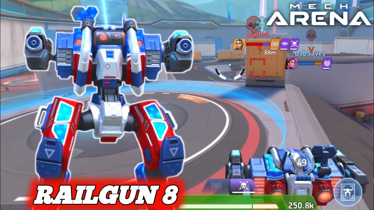 Max Orion and Railgun 8 Gameplay - Mech Arena