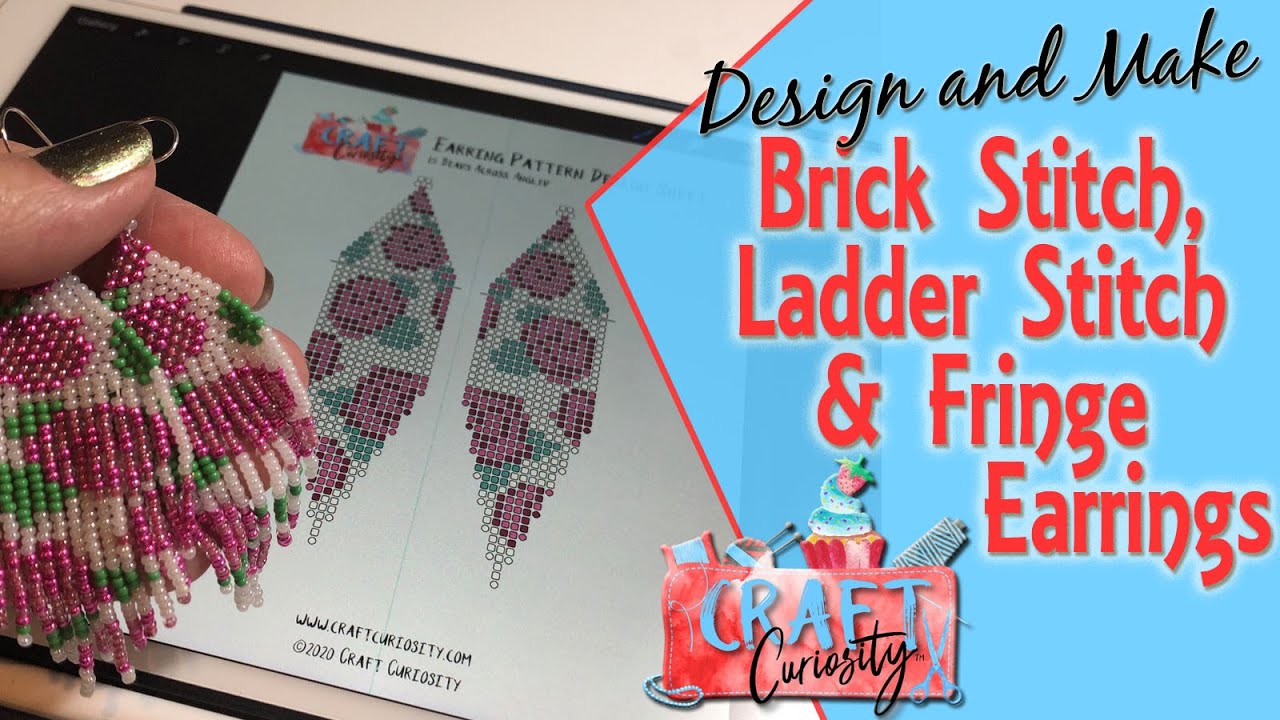 Design and Make Ladder Stitch Brick Stitch and Fringe Earrings #seedbeadearrings #fringeearrings