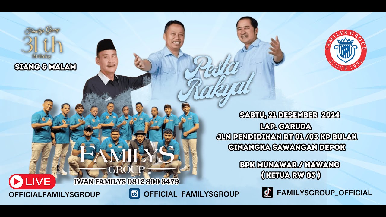 LiveStream FamilysGroup Edisi Kp Bulak Cinangka Sawangan Depok Sabtu 21 Desember 2024(SIANG)