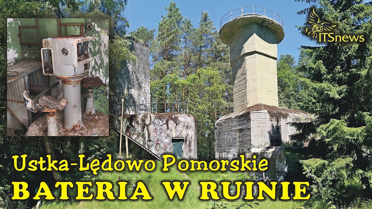 Bateria artyleryjska w ruinie. 9. Bateria Artylerii Stałej Ustka-Lędowo woj. Pomorskie.