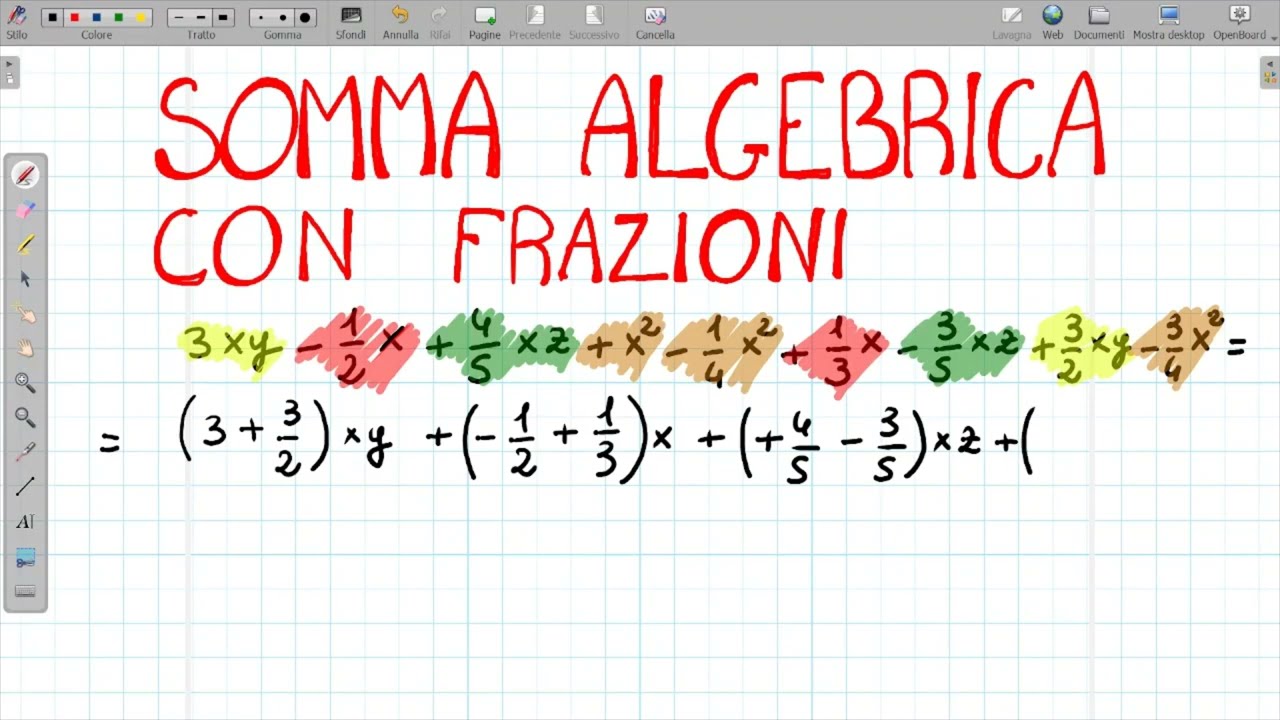 Somma algebrica di MONOMI con FRAZIONI || terza media