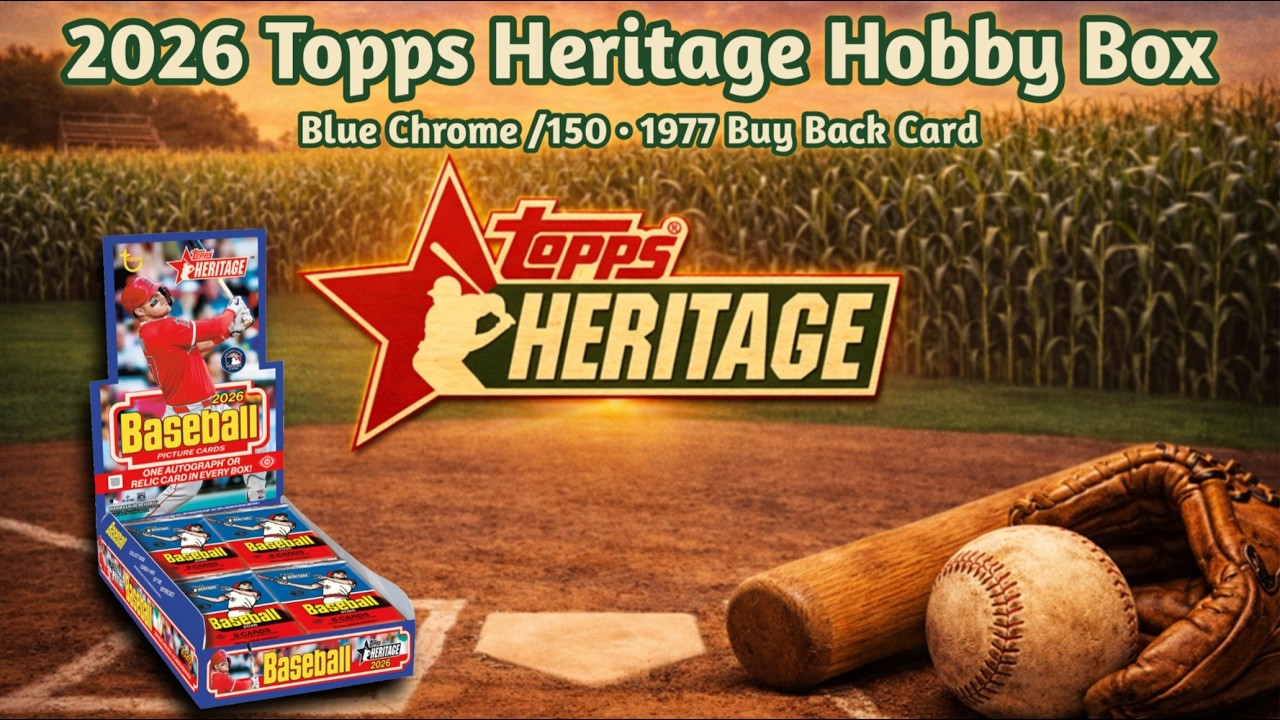 Набор коллекционных карточек Topps Heritage 2026 года — использованные в игре, раритетные • Синий...