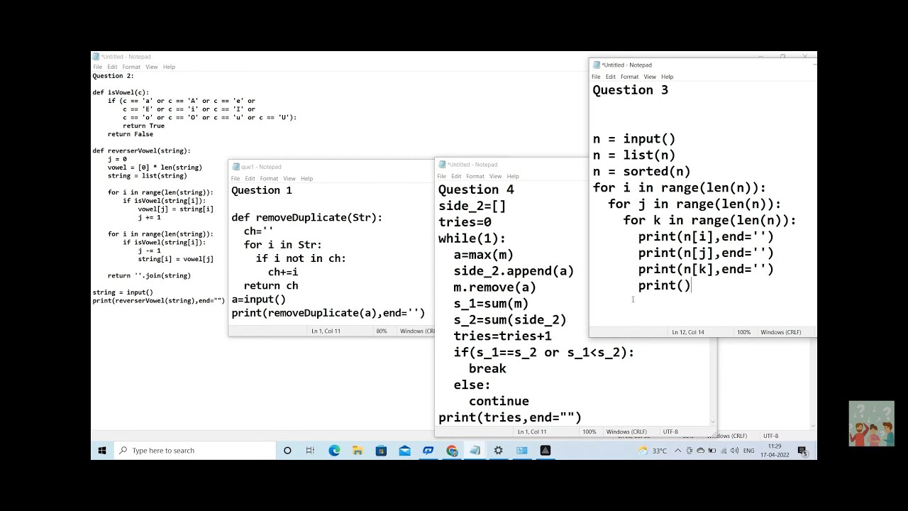 Online Programming test of JOY OF COMPUTING using python : Coding answer for Day session 10am -1 pm