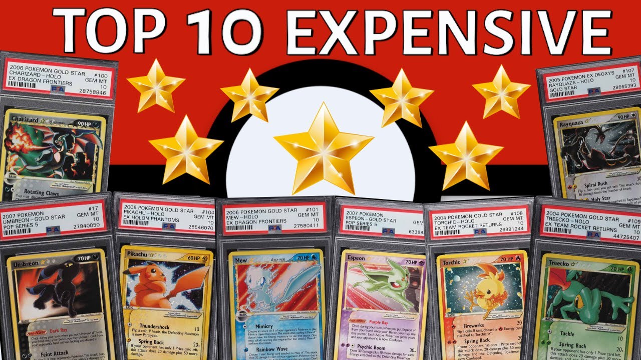 Top 10 Expensive Gold Star Pokemon Cards!