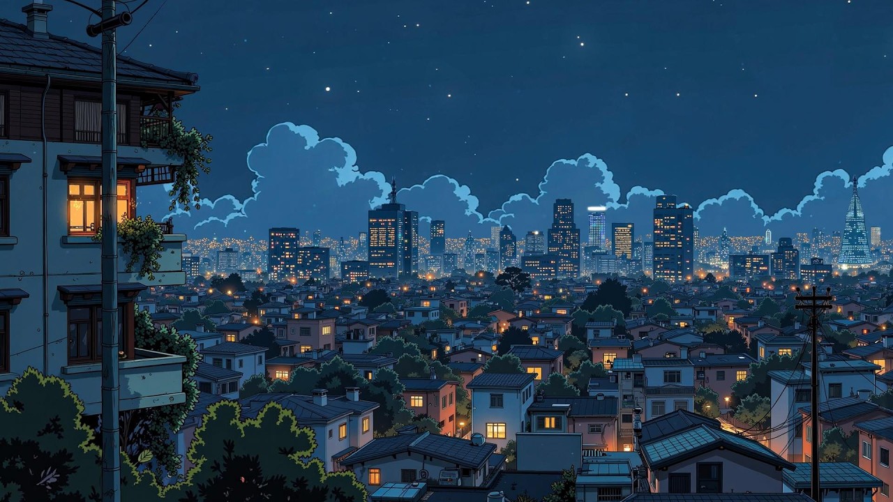 Peaceful City Night View 🌙 Lofi for Late Night Study, Focus and Relax