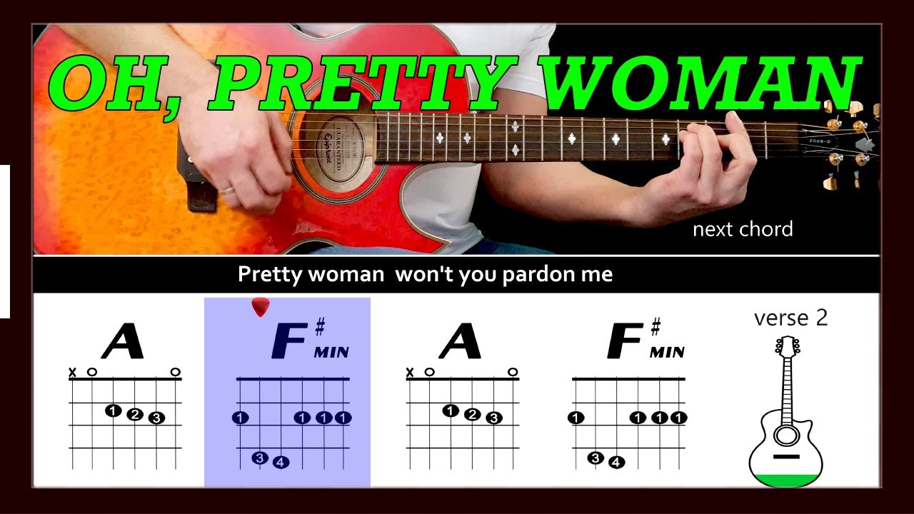 OH, PRETTY WOMAN - Roy Orbison - Guitar play along with chords & lyrics