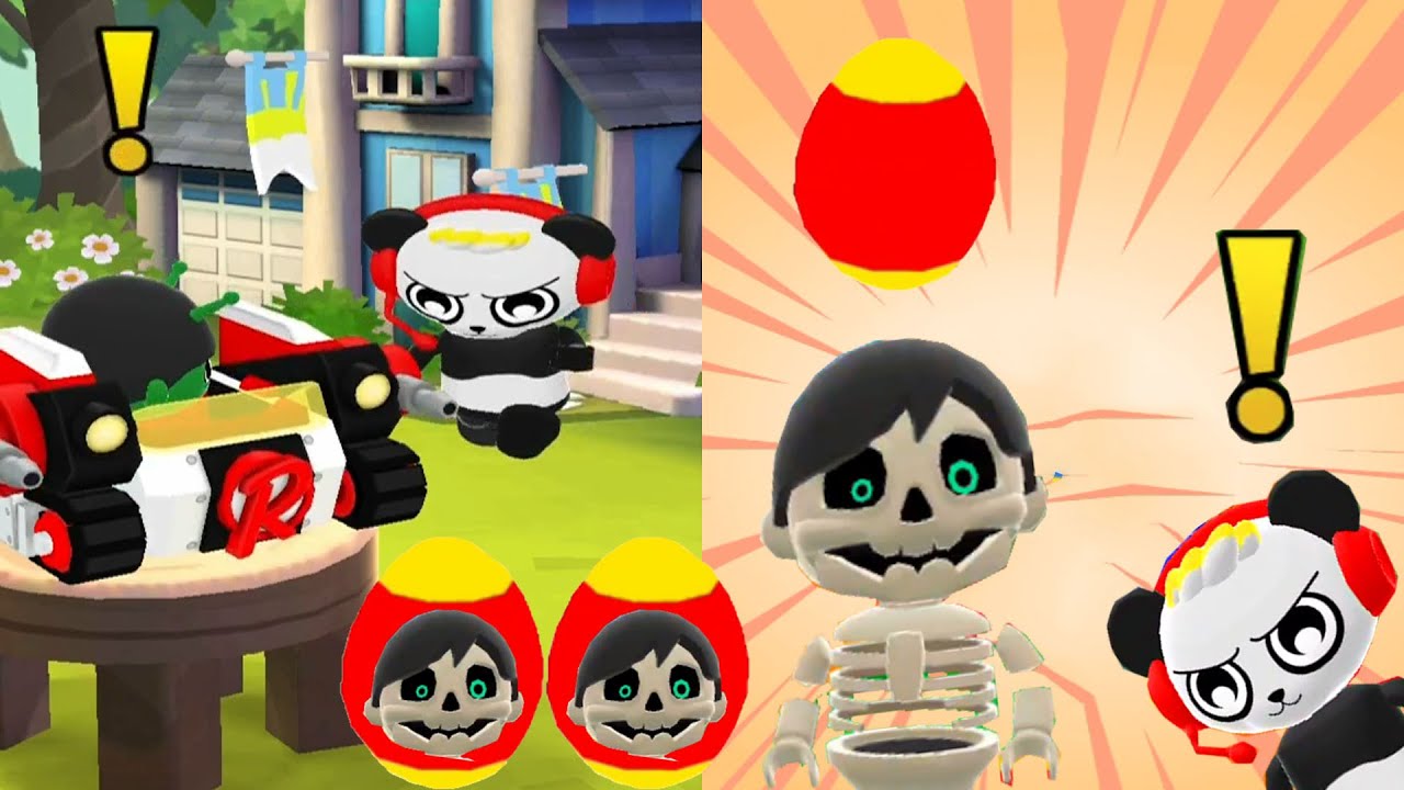 TAG WITH RYAN SKELE RYAN VS MECHA ROBO CAR WITH SUPER EGG SURPRISE GAMEPLAY