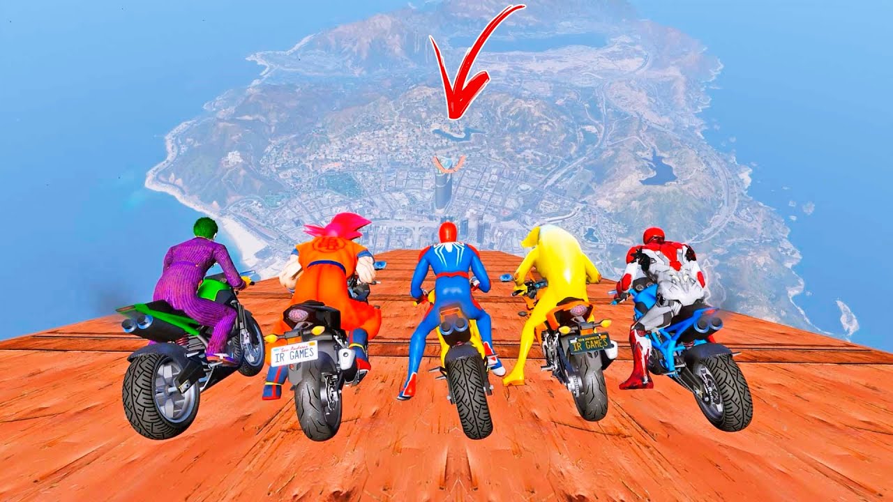 HOMEM-ARANHA DESAFIO com MOTOS na MEGA RAMPA INSANA LEVEL 1000 #57 - GTA V
