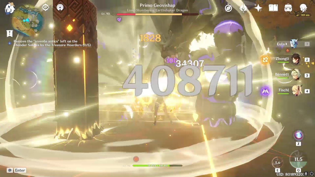 Eula + The Unforged R1 Shield and No Shield Comparison - Genshin Impact