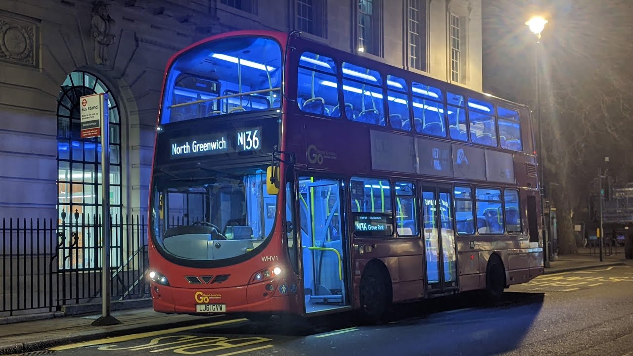 *High Revs + Fast* London Central Route N136 Journey | Volvo B5LH Wright Gemini 2 - WHV1 (LJ61GVW)