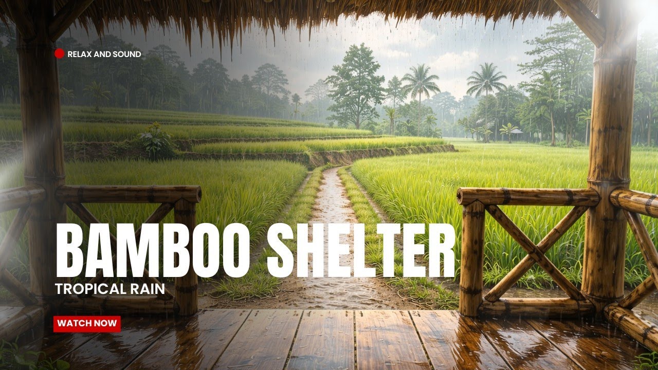 Relax Sound Tropical Rain on a Bamboo Shelter | Peaceful Nature Sounds for Sleep, Focus & Relaxation
