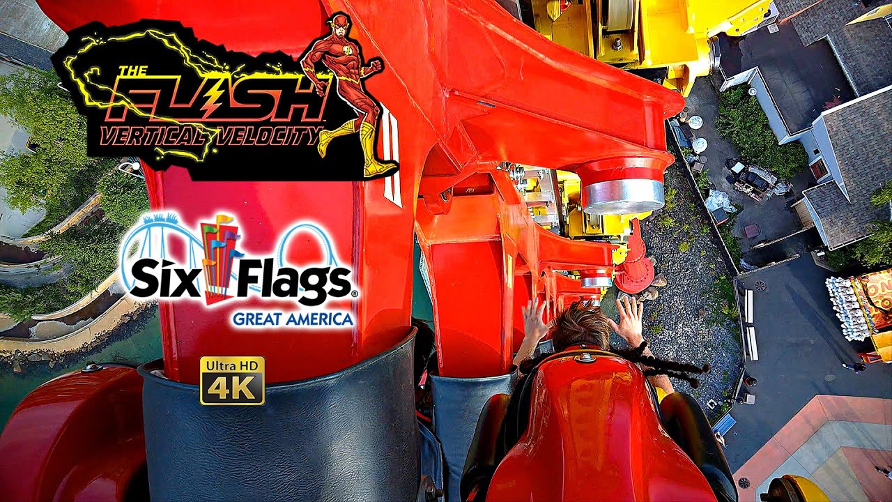 2025 The Flash Vertical Velocity Roller Coaster On Ride POV Six Flags Great America