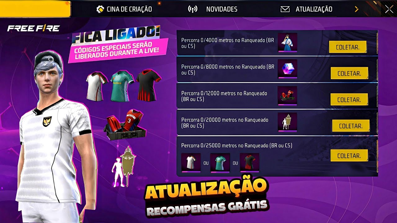 BOAA! CAMISA DE TIME PARA TODOS, PEGUE O EMOTE BANDEIRÃO? SKINS DO GINTAMA E ATUALIZAÇÃO - FREE FIRE