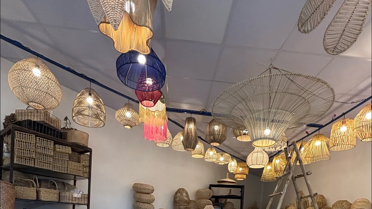 Decoration items cane lamps baskets available 