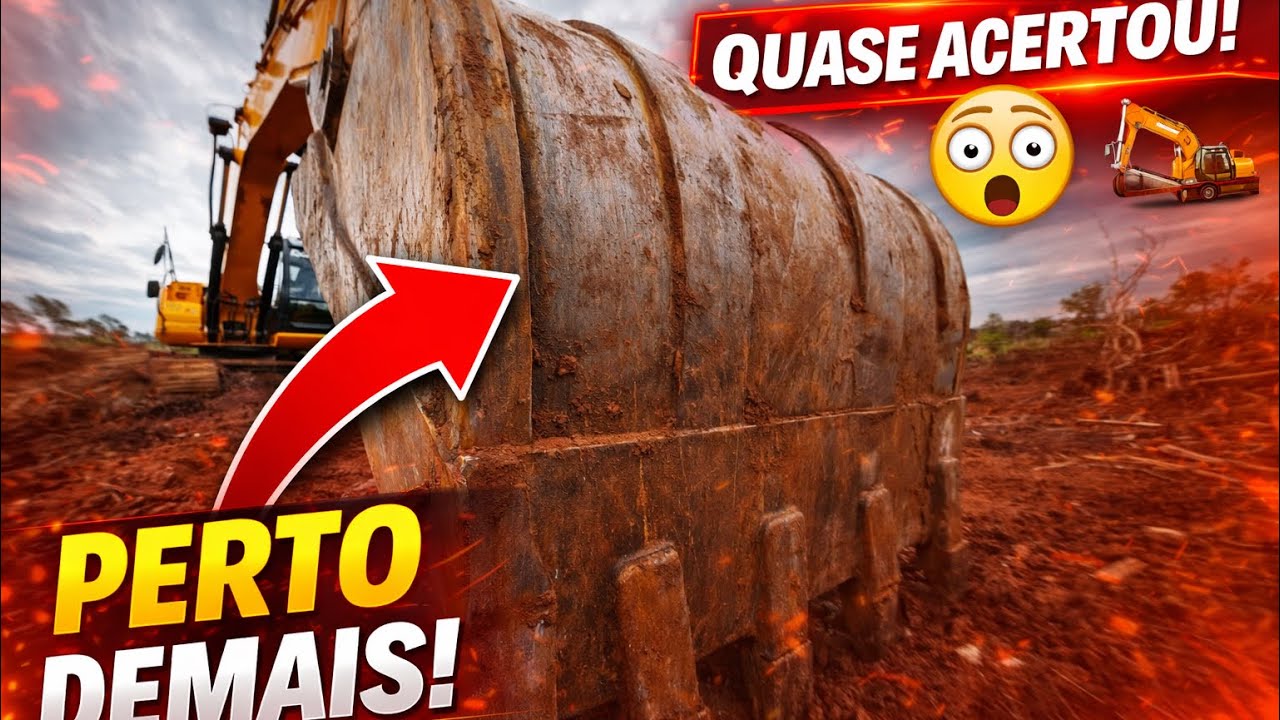 ESCAVADEIRA HIDRÁULICA PASSOU PERTO DEMAIS DA CÂMERA 🎥 QUASE ACERTOU,VEJA ATÉ O FINAL PARA CONFERIR 