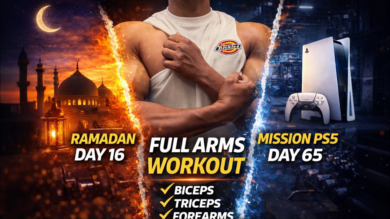 Ramadan Day 16 | Full Arms Workout While Fasting | Mission PS5 Day 65