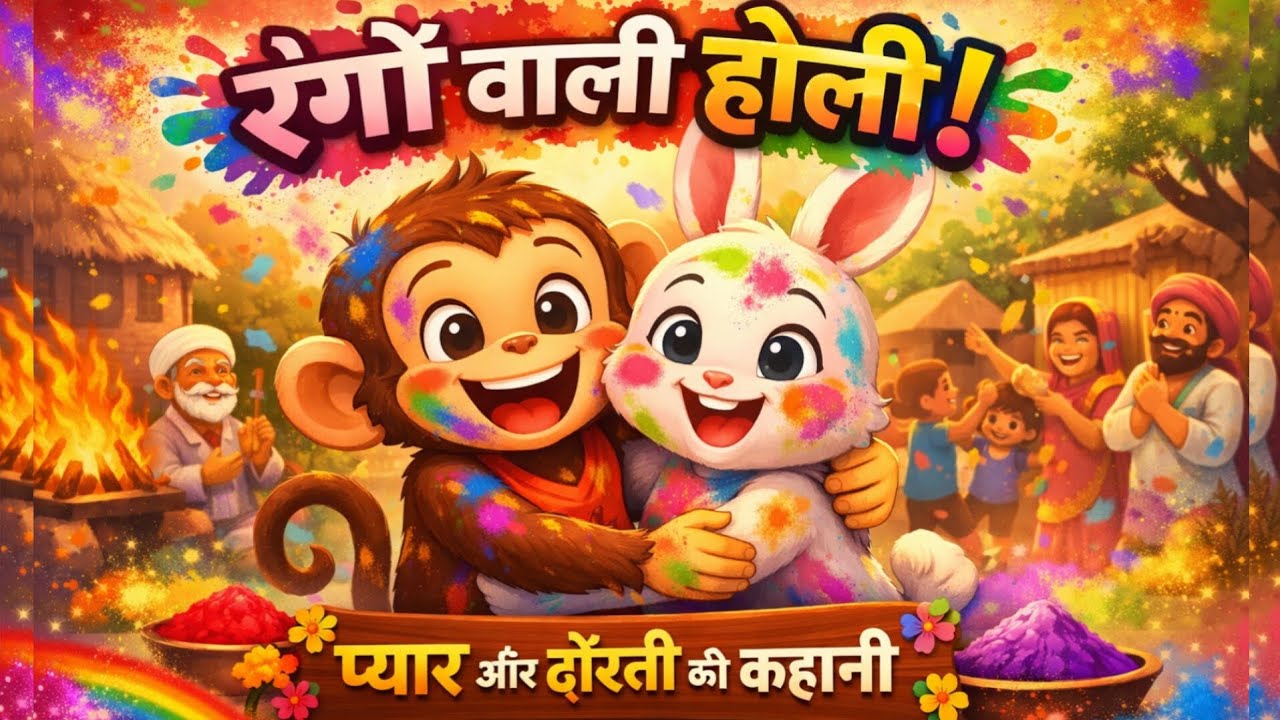 रंगों वाली होली 🌈 | प्यार और दोस्ती की प्यारी Cartoon Story | Holi Special Story