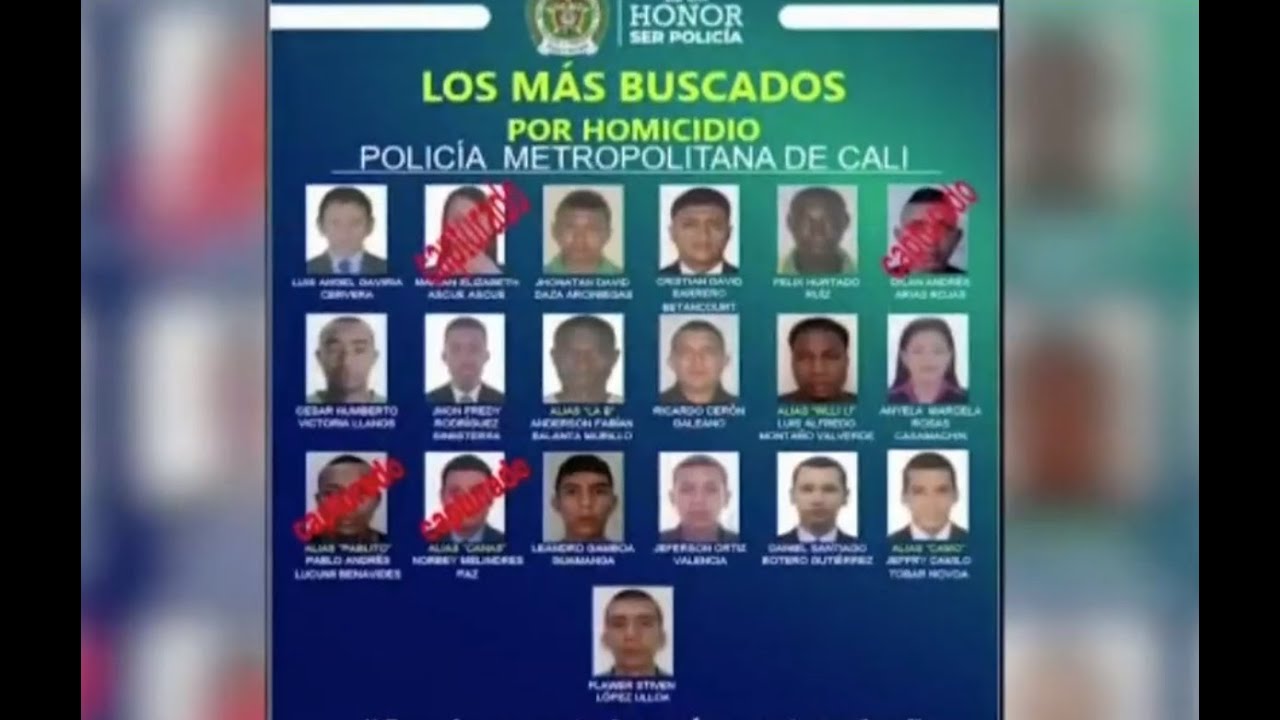 Revelan cartel de los más buscados en Cali por homicidio y hurto