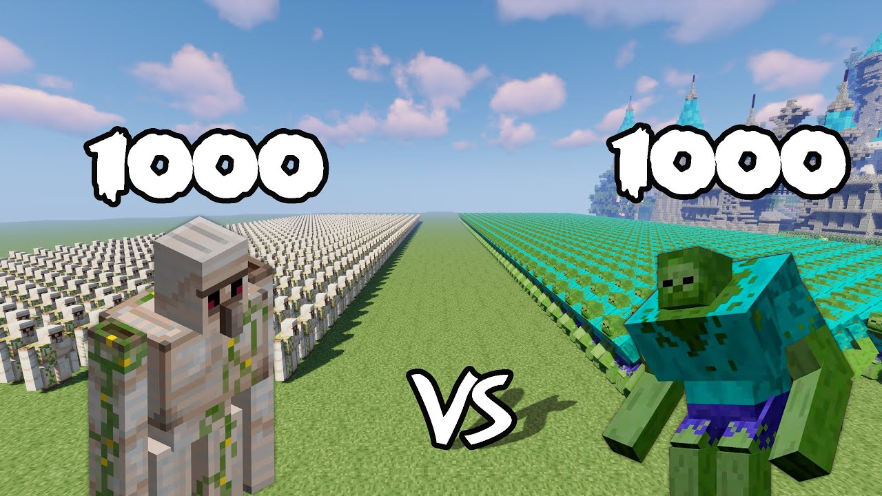1000 Iron Golems Vs 1000 Mutant Zombies | Minecraft |