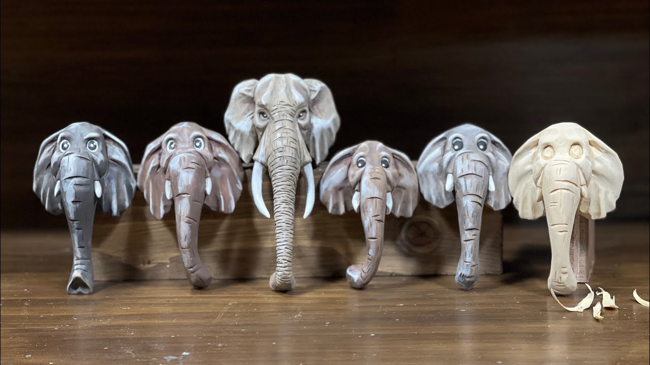 코끼리 두상 조각하기 Carve a elephant head