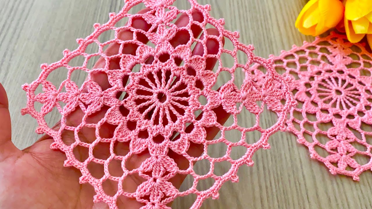CROCHET NEW and UNIQUE Design Square Lace Motif Shawl, Runner, Blouse Pattern