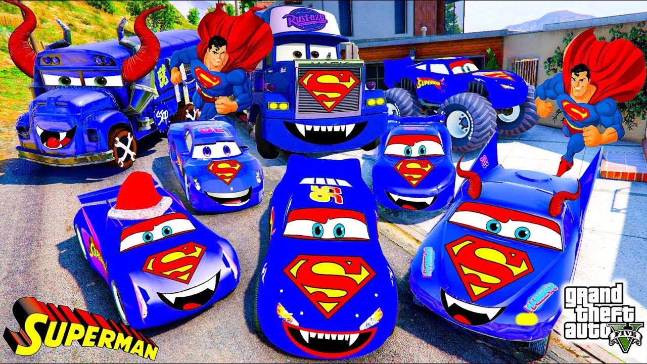 GTA 5 - Stealing SUPERMAN MCQUEEN Cars With Franklin! in GTA V (Real Life Cars #51)
