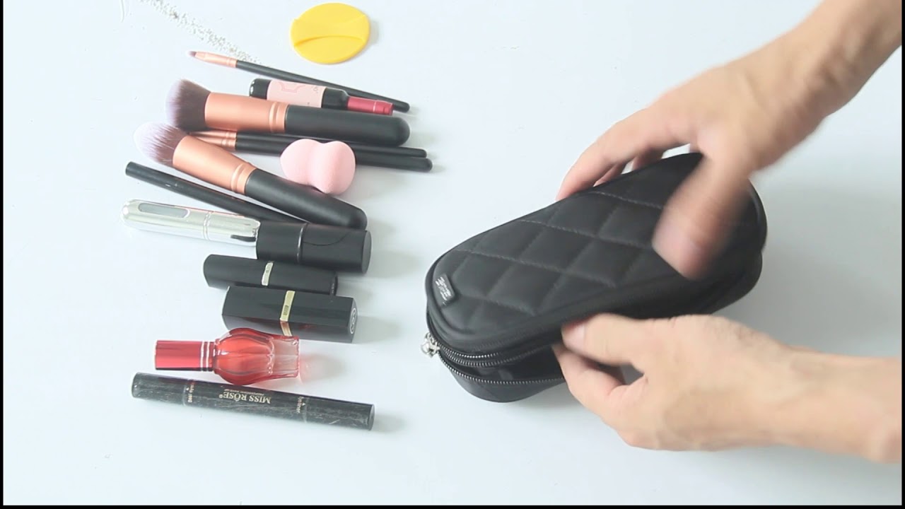 Relavel Makeup Bag Cosmetic Organizer  2 layer Mini Makeup Pouch Holder Preminm Nylon makeup Case