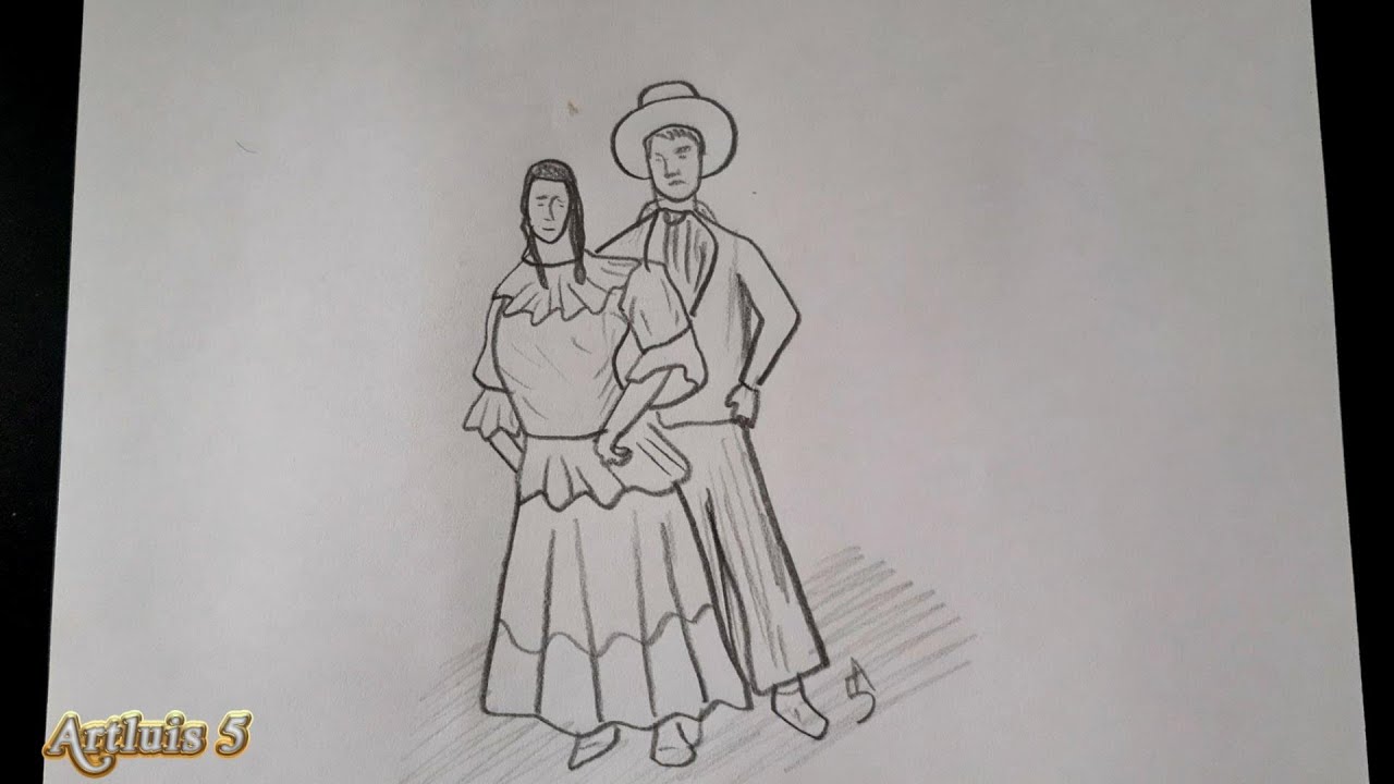 como dibujar un gaucho y una paisana | HD