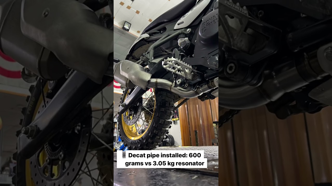The new Himalayan 450 from @royalenfield gets installed with the decat pipe.
