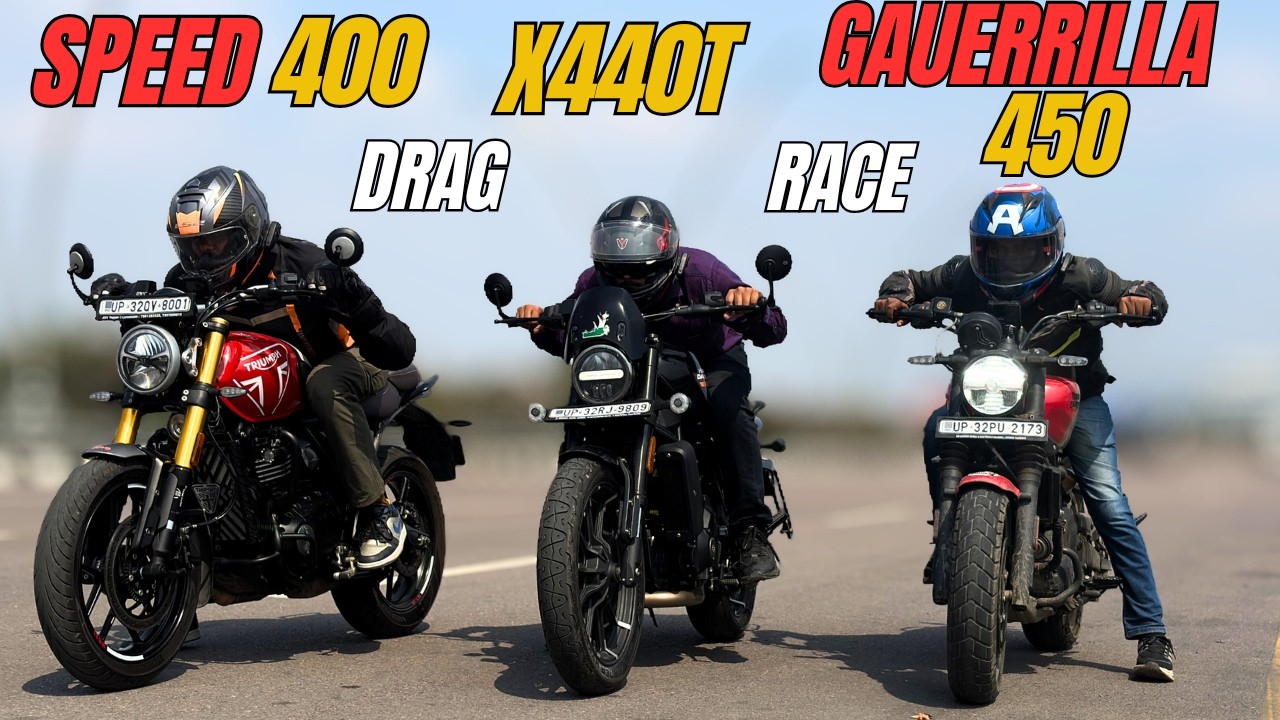 Triumph Speed400 vs Guerrila 450 vs X440T Drag Race